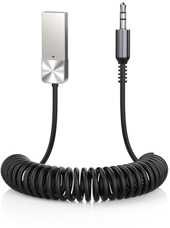 GLOBELEC Adattatore AUX a Bluetooth 5.3, ricevitore adattatore audio AUX USB 3,5 mm con microfono integrato per chiamate in vivavoce, ricevitore Bluetooth Plug and Play, compatibile con altoparlanti