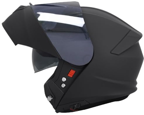 Zorax ZOR-838 Motorbike Flip up Helmet + Extra Dark Smoke Visor | Matt Black XXL (63-64cm) Modular Front Motorcycle Helmet Motorbike Motorcycle ECE 2206 Approved
