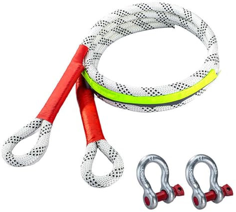 Autorettungs-Abschleppseil, Kinetisches Abschleppseil, Abschleppseil Auto Mit Reflektierenden Streifen, Heavy Duty Tow Rope, Hochfestes Abschleppseil Mit 2 Verstärkten Haken für Auto (10 Tonnen-3M)