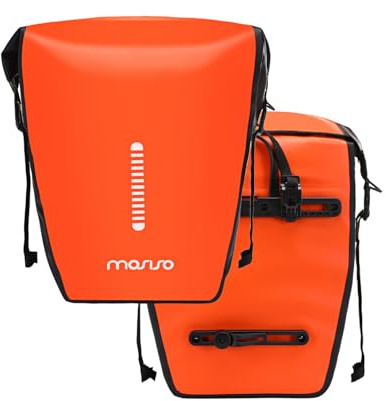 MOSISO 18L Bike Panniers 2 Pack, Waterproof Large Capacity Bicycle Panniers, Bike Shoulder Bag Rear Rack Luggage Trunk Bag with Reflective Strips for Road Mountain Cycling Traveling, Orange