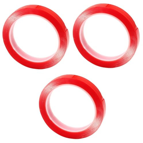 Operitacx 3 Rollos cinta gruesa de doble cara acrilico double sided tape cinta adhesiva de doble cara cinta corporal de doble cara cintas de doble cara pegatina ancha Ácido acrílico rojo