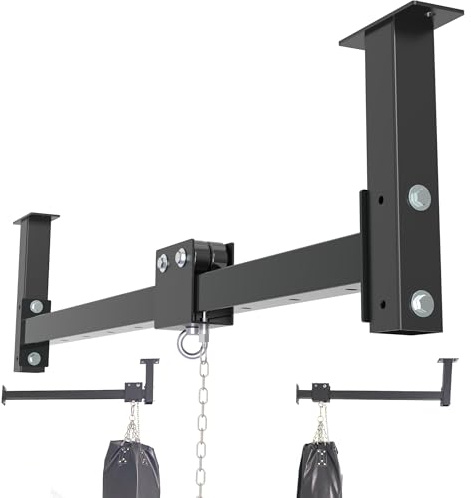 shikoyi Heavy Bag Hanger Roller Wall Ceiling Mount 40'' - 50'' Long Rail Ease Adjust for Heavy Punching Bags up to 300 LBS