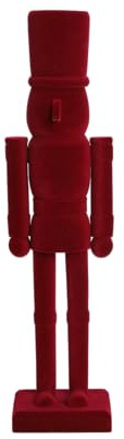 PE Luxury Red Velvet Nutcracker Soldier Figurine - 15 Inch Tall Wooden Christmas Decoration - Elegant Holiday Figurine Mantel & Tabletop Decor - Collectible Xmas Gift (Flk-Red, 38cm)