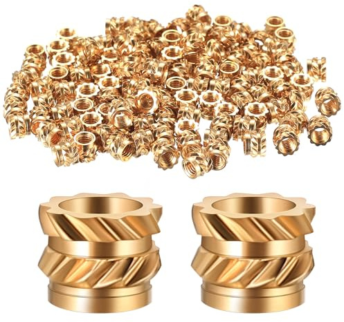 JiuXinYuKeJi200 Stück Gewindeeinsatz M3 Messing Einschmelzgewinde Einpressmuttern M3×L4×D5mm Einschmelzmuttern Threaded Inserts für 3D-Druck Kunststoffteile