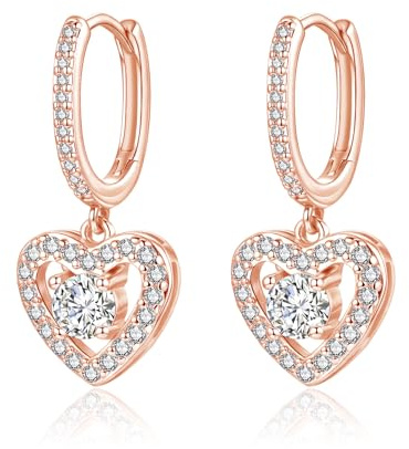Josfeva Silver 925 Hoop Earrings Women, 925 Sterling Silver Earrings Hoop | Square Heart Round Earring Hanging with Cubic Zirconia, Hypoallergenic Hoops for Birthdays Parties with Gift Box, Nickel-Free