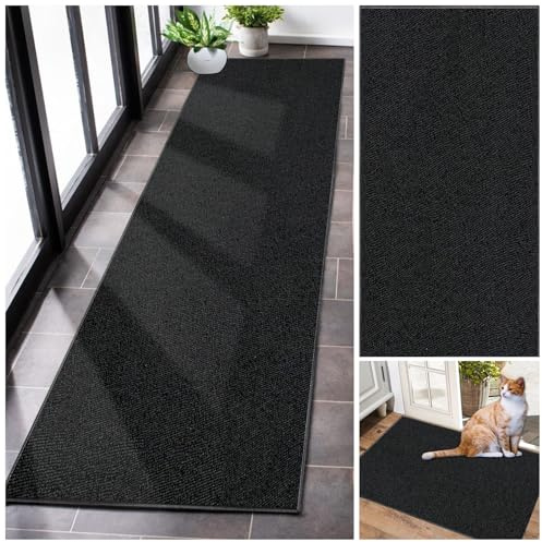 Tapis de Cuisine Devant Evier Tapis Cuisine Antidérapant et Lavable Tapis Cuisine Devant Evier Absorbant Moderne Tapis de Passage Couloir 40 x 120 cm Paillasson Interieur Entrée Chambre Bain Noir