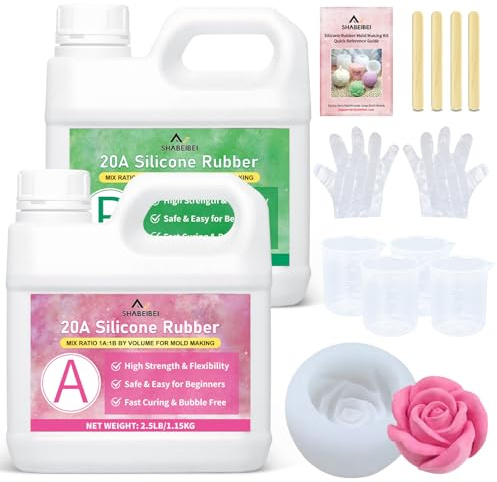 SHABEIBEI Silicone Liquido Traslucido 20A 2L, Silicone per stampi, Kit di Fabbricazione stampi in Silicone, Gomma liquida per Resina e Artigianato DIY