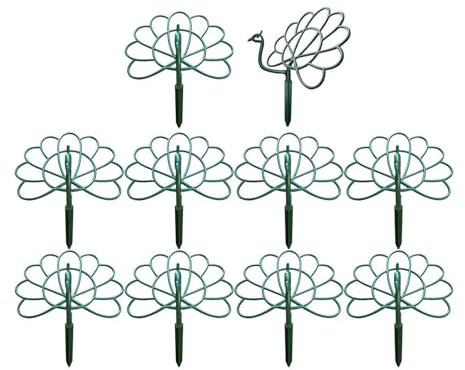 MotiveTech 10 Stück Pflanzenstütze Als Pflanzenring Tomatenhalter Kletterhilfe Und Gartenstecker Stilvolles Pfauendesign für Eine Attraktive Gartengestaltung Im