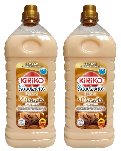 Kiriko Marseille Soap Concentrated Fabric Softener 2L (72 Washes) Long-Lasting Freshness with Microcapsule Technology Concentrated Formula for Superior Softness & Gentle Fabric Care pack of 2