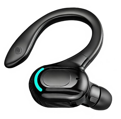 Kryolithm Auricolare mono Bluetooth wireless, durata della batteria di 20 ore, kit vivavoce V5.2 con microfono con cancellazione del rumore per Android, PC, ufficio, sport, auricolare rotante a 360°