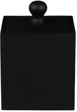 NIYANGLE Scatola di Immagazzinaggio Porta Cotton Fioc e Stuzzicadenti con Coperchio Contenitore Salvaspazio per Accessori Piccoli Organizer Cosmetico Nero per Uso Quotidiano in Casa
