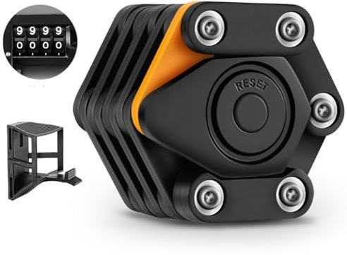 MonoSora Candado plegable para bicicleta con aleación de acero de 5 mm de grosor y revestimiento ABS, cerradura de combinación sin llave con 10.000 códigos, compacto y ligero para bicicletas de