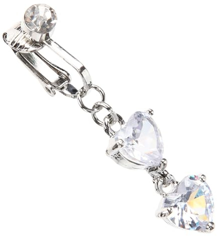 BESPORTBLE Piercing Nombril Faux sans Perçage en Alliage Zircon Cœur Brillant Bijou Léger et Confortable pour Femmes Décoration de Nombril Élégante Présent pour Usage Quotidien