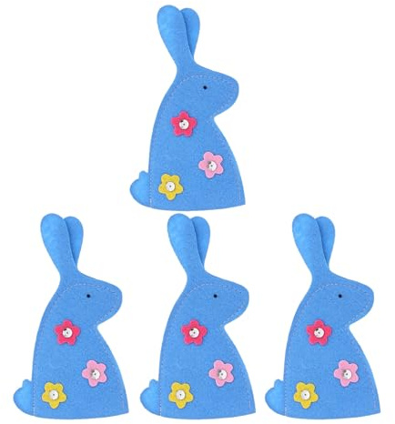 MAGICLULU 4 Pezzi Sacchetti Protettivi per Uova di Pasqua a Forma di Coniglio, Copri-uova Non Tessuto Blu, Set da 4 Pezzi per Decorazioni Festive e Feste Pasquali