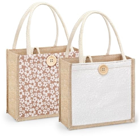 EKKONG Borsa in Juta, Borsa Shopper per Donna, Borsa da Spesa, Borsa Tote, Borsa a Mano, Borsa Regalo, Borsa in Paglia per Picnic, Viaggio, Shopping e Spiaggia (A)