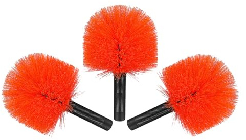 JECOMPRIS Lot de 3 Brosses à Toiles D'araignée en Nylon Orange, Tête Large pour Nettoyage Plafond et Coins, Brosse Maison et Extérieur, Plumeau Lavable pour Poussière et Toile D'araignée