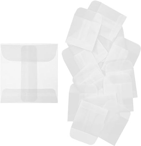 50 Stück Kleine Flachbeutel Papier, Papiertüten Weiß, Tüten Mini, Geschenktüte Papierbeutel zum Befüllen, Samentütchen, Papiertütchen Lasche Flach für Kleber, Glitzer, Konfetti, Schminke, Nadeln, 4,5