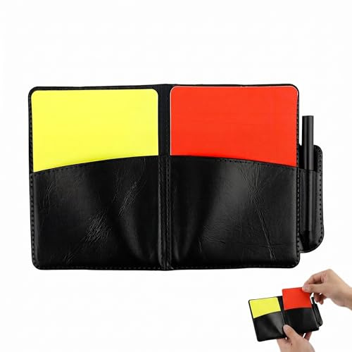 TEOZBLU Cartellini Arbitro Calcio Rosso e Giallo con Taccuino Rigido, Set Arbitro Calcio per Bambini e Ragazzi, Kit Professionale per Partite e Allenamento, Accessori Calcio Bambino Resistenti