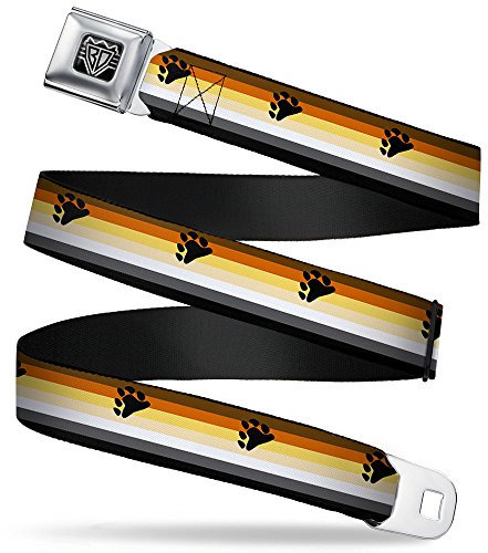 Buckle-Down Sicherheitsgurt – Flagge Bear Pride2 schwarz/braun/orange/gelb/hellbraun/weiß/grau/schwarz – 3,8 cm breit – 81,3-132 cm lang