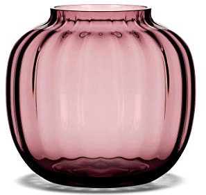 Holmegaard Vase H12.5 cm Primula Optisches Muster aus mundgeblasenem Glas, rot