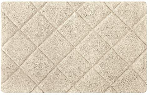 OLIVO.shop | NATURAL tappeto bagno in cotone organico biologico, realizzato a mano, bio certificato, beige, 2 misure, trame geometriche assortite (ECRÙ ROMBI, 50X80 Cm)