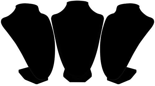 BELLE VOUS Schmuckständer für Halskette, Büste, aus schwarzem Samt (3 Stück) – 8,5 x 8,5 x 23 cm – Schmuckhalter für Halsreifen, Anhänger, Ketten und Halsketten