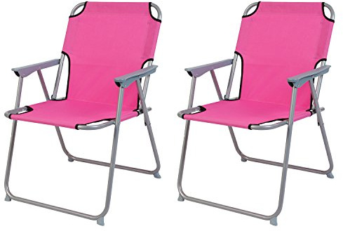 2'er Set Campingstuhl Faltstuhl Stoff Oxfort Klappstuhl Anglerstuhl Regiestuhl Angelstuhl Metall B 53 x T 46 x H 74 cm, Farben:Pink