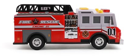 Mighty Fleet Rescue Force 12 Fire Truck Ladder Toy with Realistic Lights & Sounds, Free Wheeling Play & Working Ladder! Ages 3+