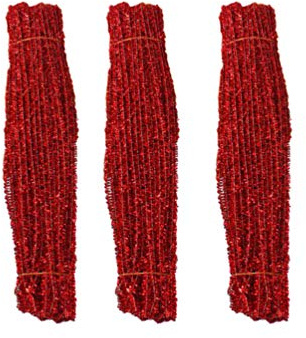 Tomaibaby 400Pcs Weihnachten Pfeifenreiniger Bunte Handwerk Pfeifenreiniger Glitzer Chenille Stiele für DIY Kunst Weihnachtsfeier Begünstigt Dekoration Rot