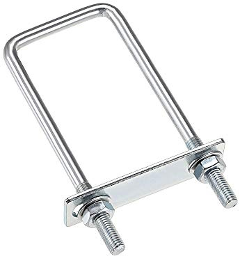 sourcing map Bulloni a U quadrati da 50 mm, larghezza interna 130 mm, lunghezza in acciaio al carbonio M8 con dadi, piastra per telaio, rondelle rotonde 4 set