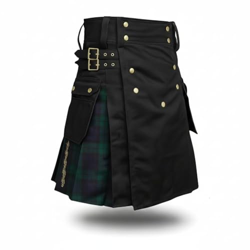 Kilt for Men - Modern Scottish Utility Hybrid Kilt with Cargo Pockets, Ideal for Weddings & Events (38, BWH)