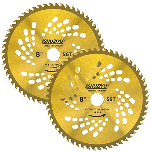 SHUZIYU, 205mm-56T, Ensemble 2 Pièces, Arbre 25.4mm, Avec Adaptateur de Rondelle de 22.23-20-15.88mm, Lame de Débroussailleuse