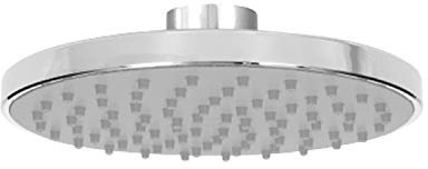 Fontastock FSKFAB010 Pommeau de douche fixe circulaire Asón avec grand débit d'eau en mode pluie, diamètre 20 cm, embouts en silicone anti-obstruction et anticalcaire, ABS chromé haute qualité