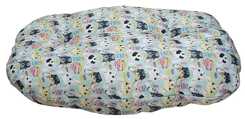 FASHION ANIMALS Ovales Haustierkissen – Weiches Liegekissen für Hunde & Katzen – Komfortable Haustiermatte Made in Italy – Für Körbchen oder Boden (Chiwa Blau)