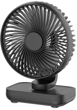 Joneytech Rechargeable Desk Fan,4000mAh USB Battery Operated Portable Quiet Table Fan with 4 Speeds,Powerful Cooling Desktop Silent Small Electronic Fan for Home Office Bedroom (Black)