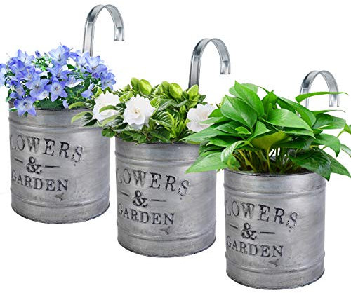 FALUCKYY 3er Set Hängender Blumentopf Metall Vintage Style Balkon Hängetöpfe Blumentöpfe zum Aufhängen mit Haken Für Dekotation Balkon Draussen Innenwand Garten Wand