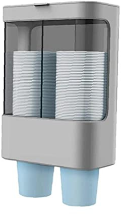 NIDONE Supporto per bicchieri di carta usa e getta, montaggio a parete, divisorio per bicchieri, doppio tubo, dispenser monouso, grigio