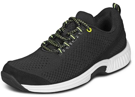 Orthofeet Women's Orthopedic Coral Stretch Knit Walking Sneaker, Black, Size 7 Wide