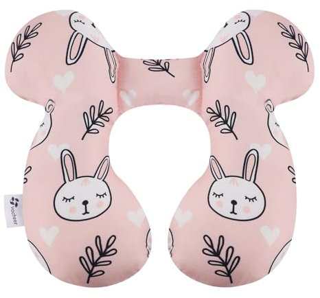 vocheer Baby Travel Pillow (Upgraded), Kopf- und Nackenstützkissen für Kinderwagen, Autositz, Stroller, Babywippe, Baumwolle，weißer Bär