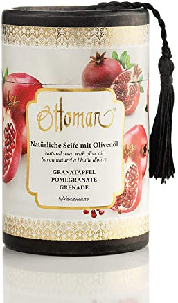 2er Pack - Ottoman Handgemachte Natürliche Seife mit Olivenöl in Zylinderbox - Granatapfel - 2 Stück a 75 gr.