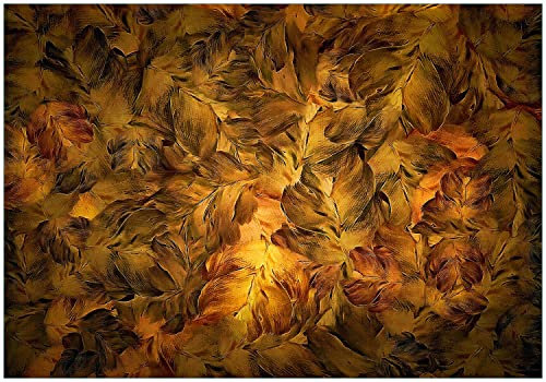 Wallario Vliestapete Fototapete Goldene Blätter in Ölfarben - Wandtapete Größe: 200 x 140 cm