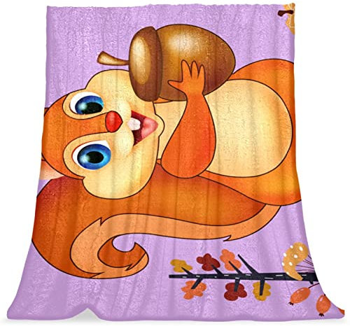 TBOUOBT Bettwäsche-Fleece-Decke, dekorativ für Schlafzimmer-Sofa-Boden,Tier Cartoon Tier Tannenzapfen