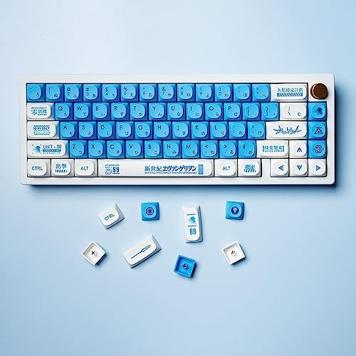 DucKey Evangelion Keycap Set, PBT Dye-Sub MA Profile Japanese Anime EVA Keycap For Custom Mechanical Gaming Keyboard (Color : 00)