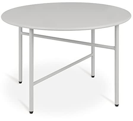 bomoe Beistelltisch Outdoor Gartentisch Rund Tischplatte Kratzfest Balkon | Ø53cm Hellgrau stabiler leichter Couchtisch für Wohnzimmer Terrasse Nachttisch Bett Schlafzimmer Leicht In- Tisch klein Finn