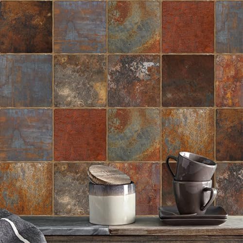 Vintage Orange Braun Fliesenaufkleber Wasserdicht Ölbeständig Küchenrückwand Bad DIY Stair Stickers 30 Stück/15x15cm