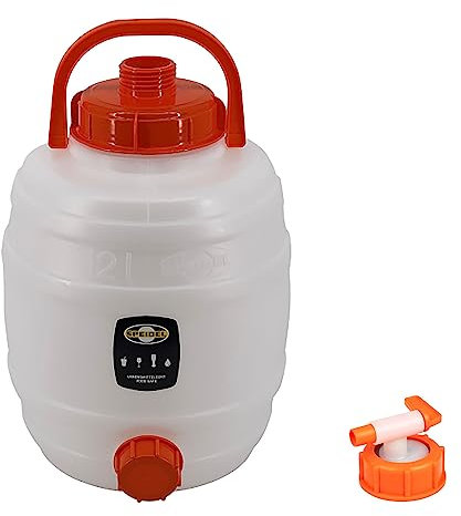 Mostfass 12 Liter mit Auslaufhahn NW10, Gärfass PE (12 L rund) für Most, Wein, Cider, Säfte, Glühwein, Getränke, Fass Getränkefass lebensmittelecht, Kunststoff Gärbehälter Behälter