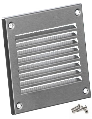 Steinberg14 Rejilla de Ventilación 100x100mm Rejilla de Escape de Acero Inoxidable para Ventilación con Mosquitera Resistente 10x10 cm