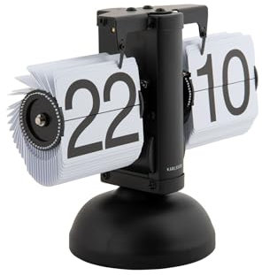 Karlsson [DL] Table Clock Small Flip Black with White Flips -