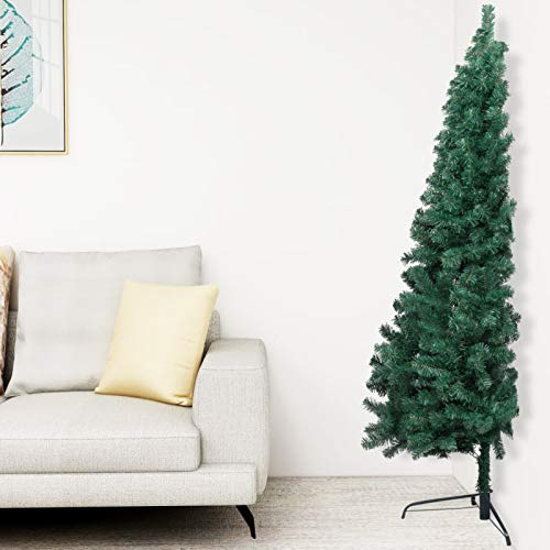 Homgoday Künstlicher Halb-Weihnachtsbaum 150 cm mit Ständer - Grün, PVC, für Innen- und Außenbereich Model321031