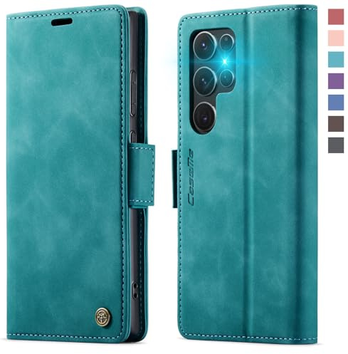 XYGLOW Handyhülle für Samsung Galaxy S24 Ultra 5G Hülle Klappbar Premium PU Lederhülle Klapphülle【RFID Schutz】 Kartenfach Standfunktion Schutzhülle für Samsung S24 Ultra Flip Case Tasche Cover,Grün